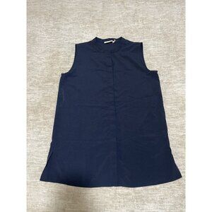 Tori Burch Sleeveless Navy Blue Button Down Shirt Top 2